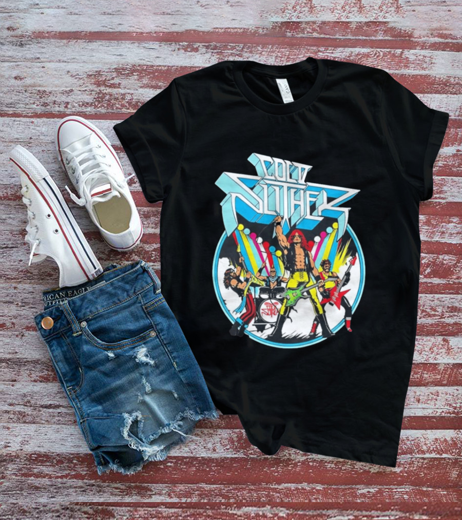 Cold Slither Band Members Rocking Live Performance Retro Vibes T-Shirt