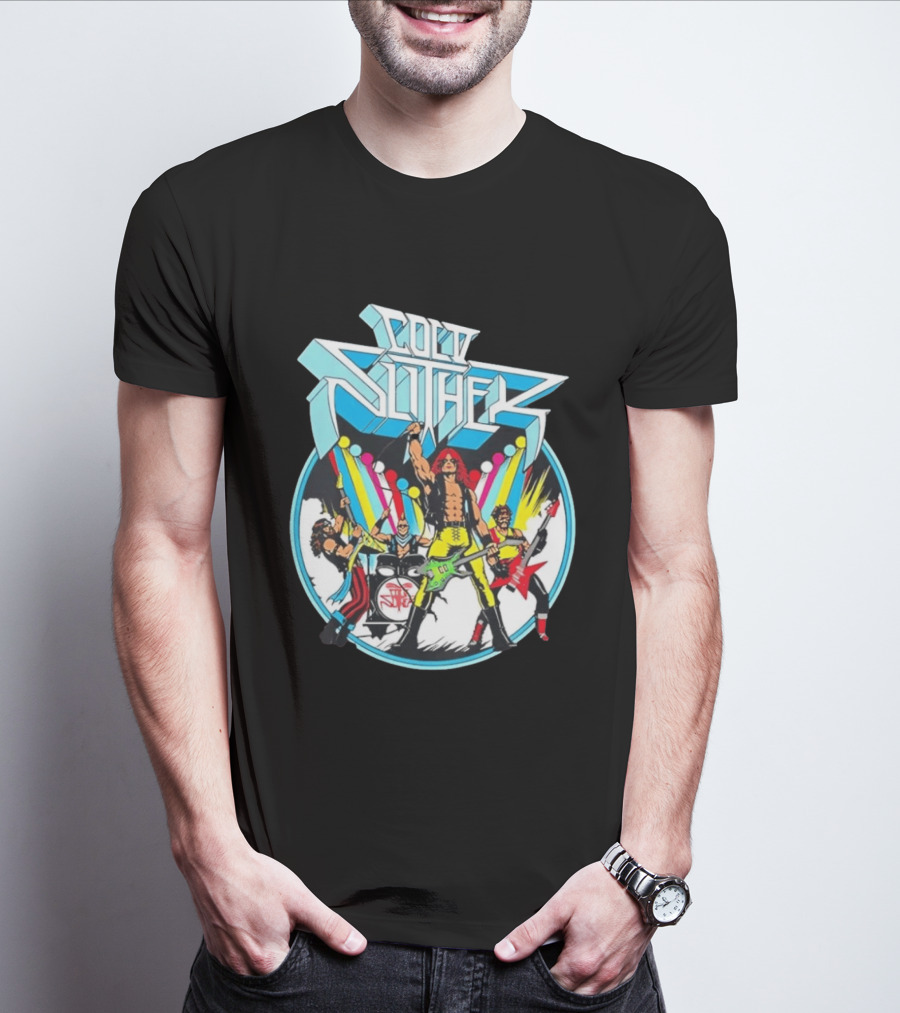 Cold Slither Band Members Rocking Live Performance Retro Vibes T-Shirt