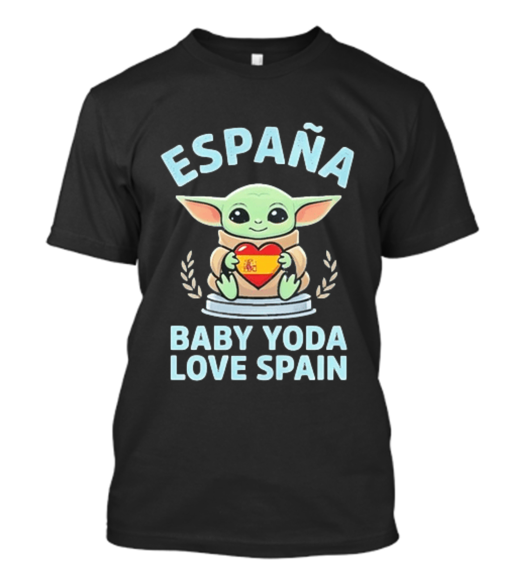 España Baby Yoda Love Spain Hearts Fan T-Shirt