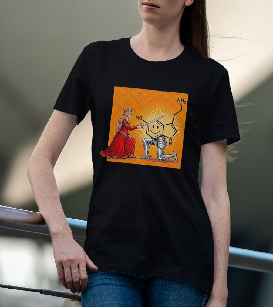 Sir Otonin Serotonin Molecule Knight Queen Chemistry T-Shirt