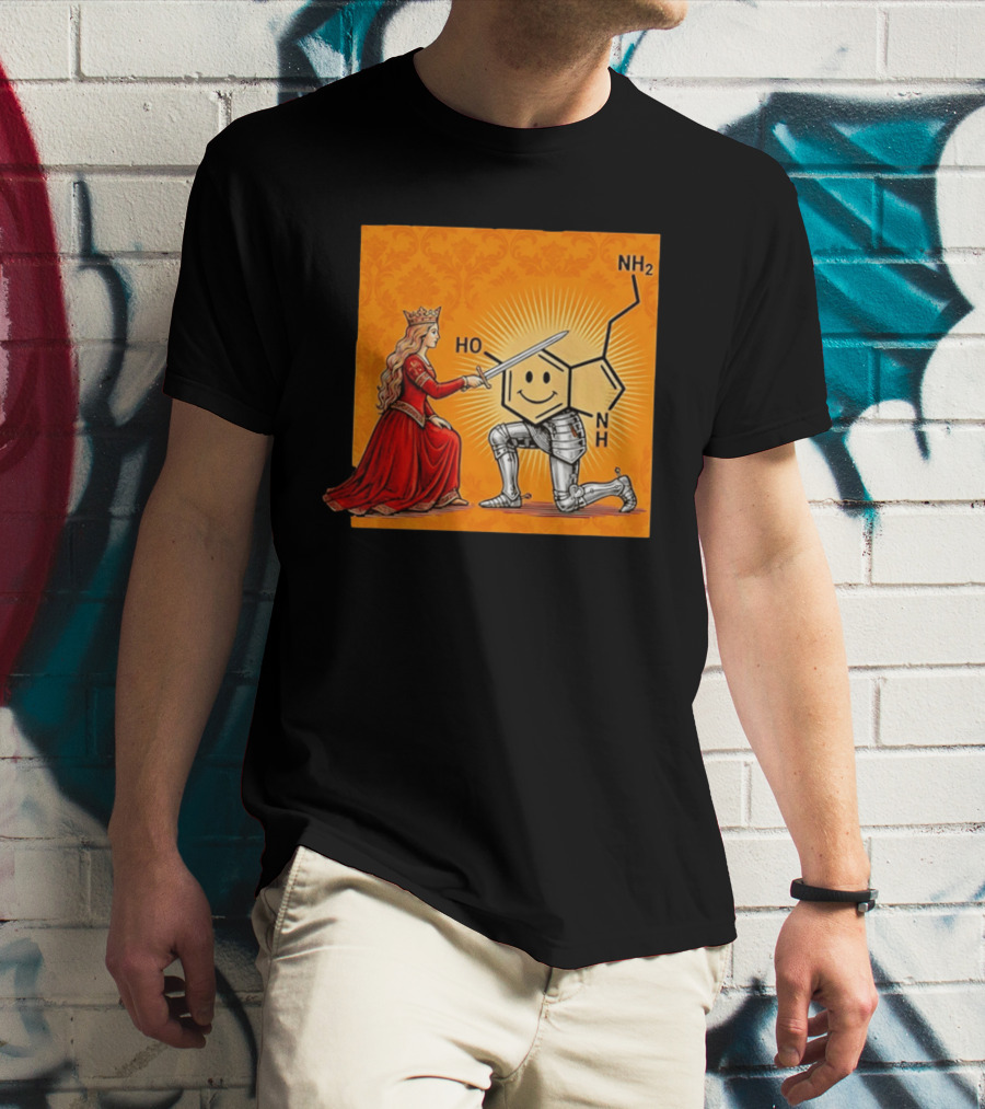 Sir Otonin Serotonin Molecule Knight Queen Chemistry T-Shirt