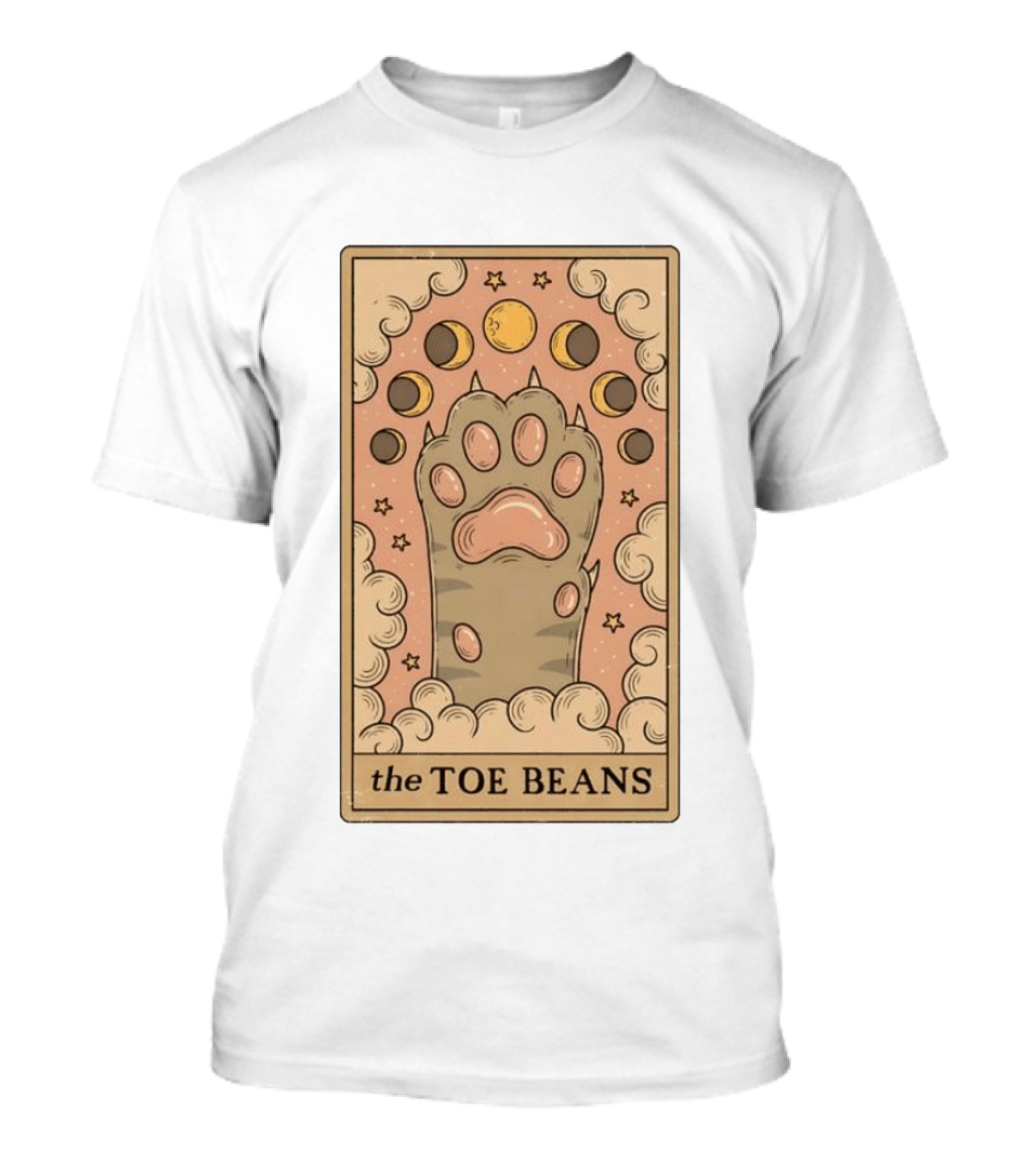 Cat Paw Toe Beans Tarot Moon Phases Card T-Shirt