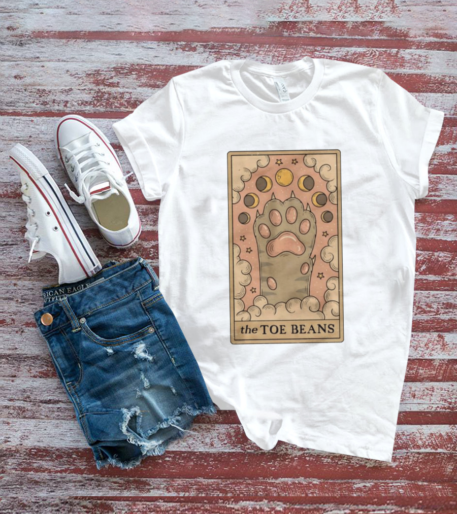 Cat Paw Toe Beans Tarot Moon Phases Card T-Shirt