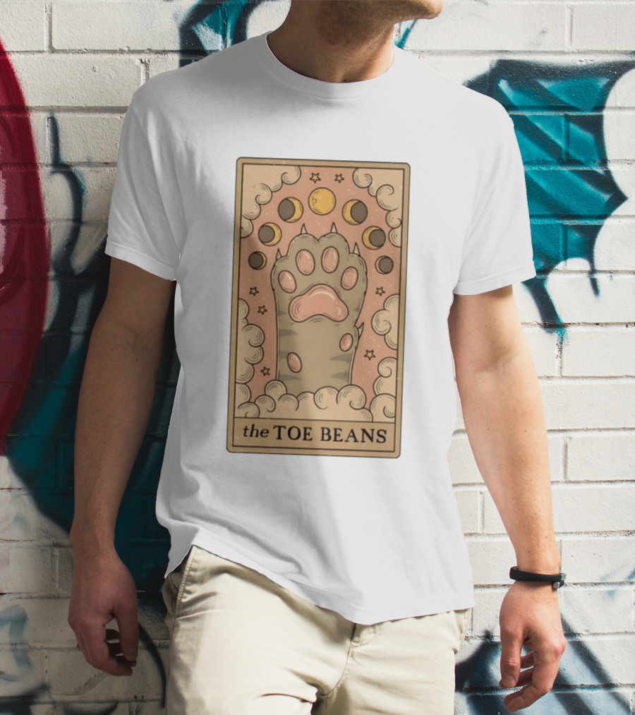 Cat Paw Toe Beans Tarot Moon Phases Card T-Shirt