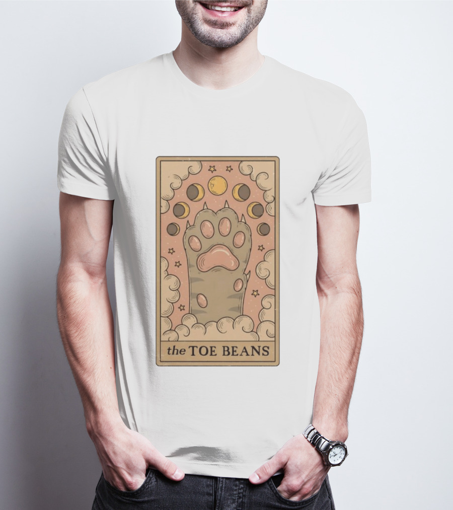 Cat Paw Toe Beans Tarot Moon Phases Card T-Shirt