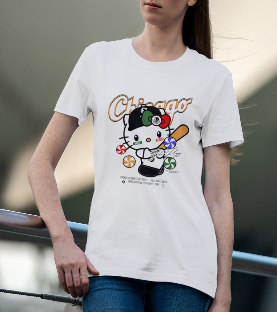 Hello Kitty Chicago White Sox Mexican Heritage Night July 10 2026 Athletics Los White Sox T-Shirt