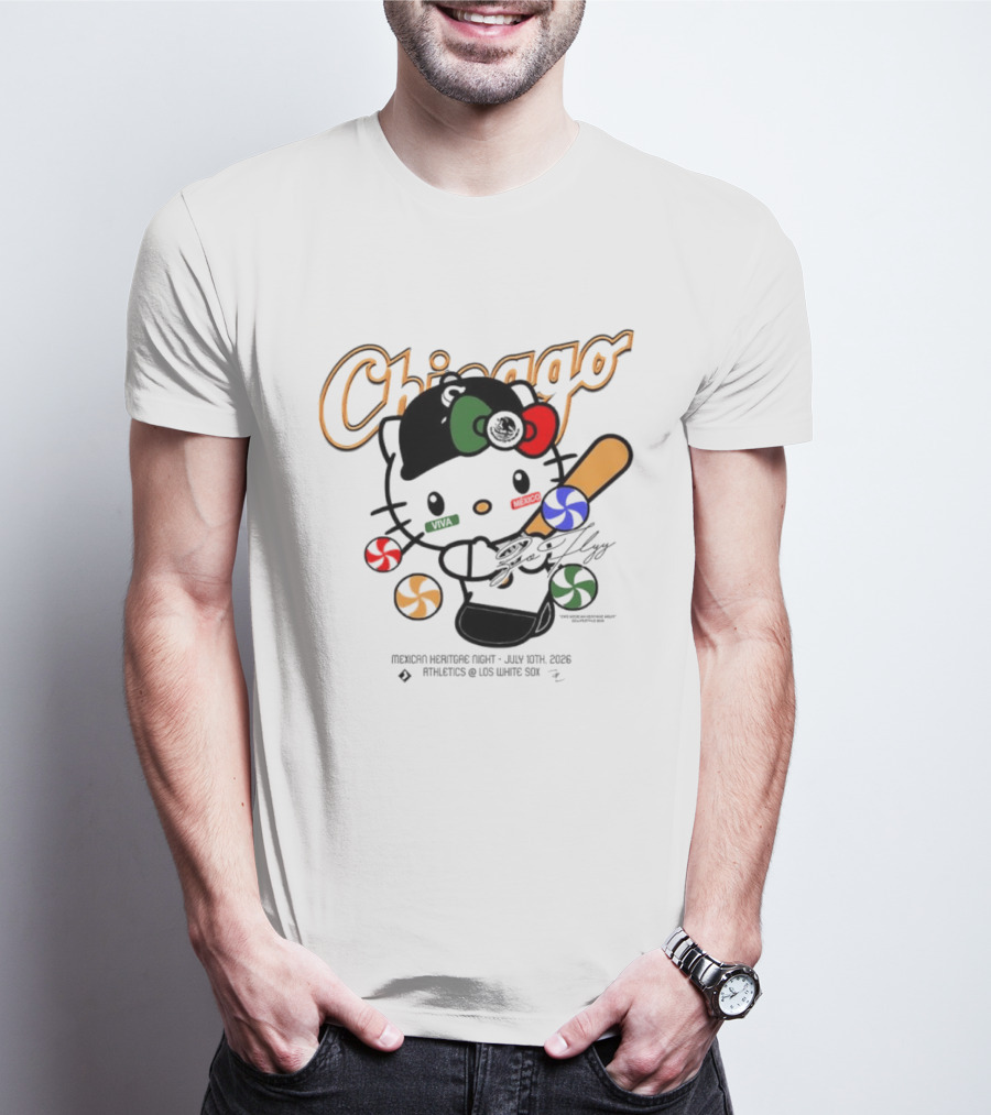 Hello Kitty Chicago White Sox Mexican Heritage Night July 10 2026 Athletics Los White Sox T-Shirt