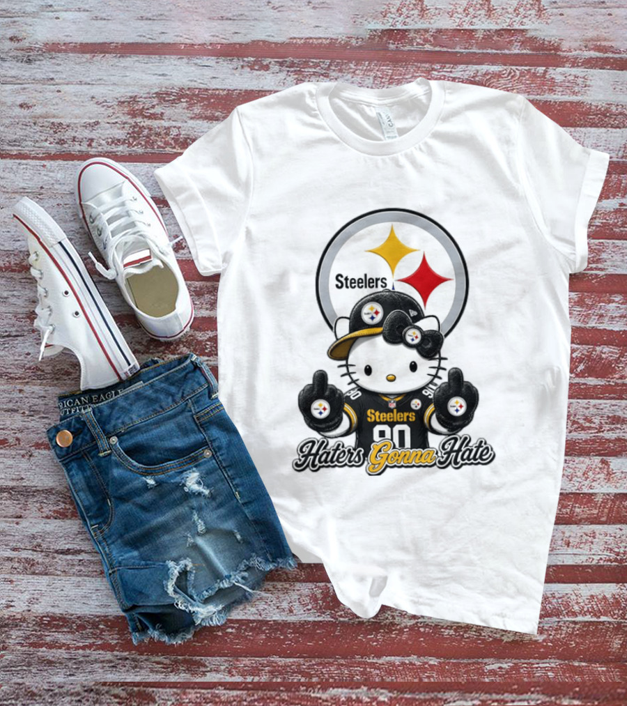 Hello Kitty Steelers Middle Finger Haters Gonna Hate T-Shirt