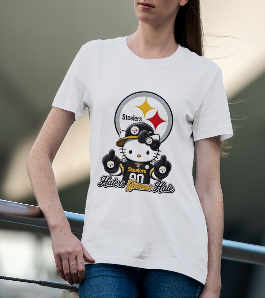 Hello Kitty Steelers Middle Finger Haters Gonna Hate T-Shirt
