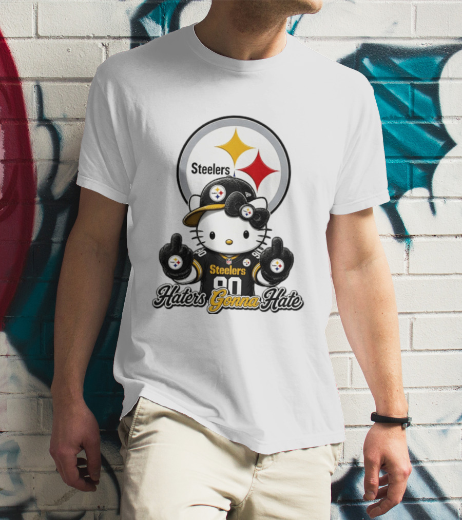 Hello Kitty Steelers Middle Finger Haters Gonna Hate T-Shirt