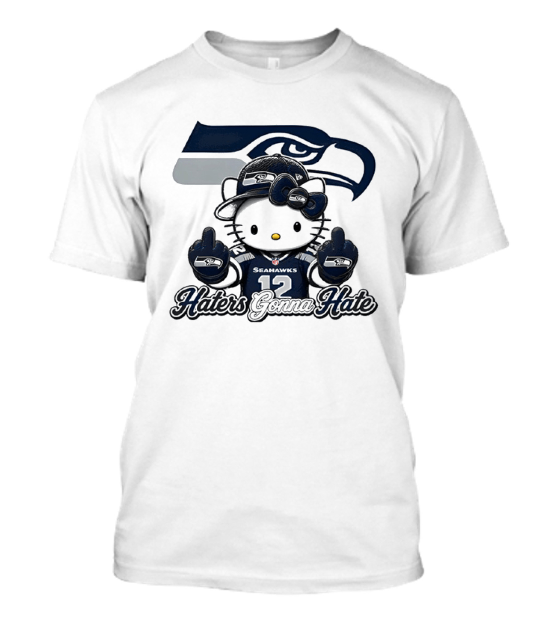 Hello Kitty Seattle Seahawks Haters Gonna Hate Middle Finger 12 T-Shirt