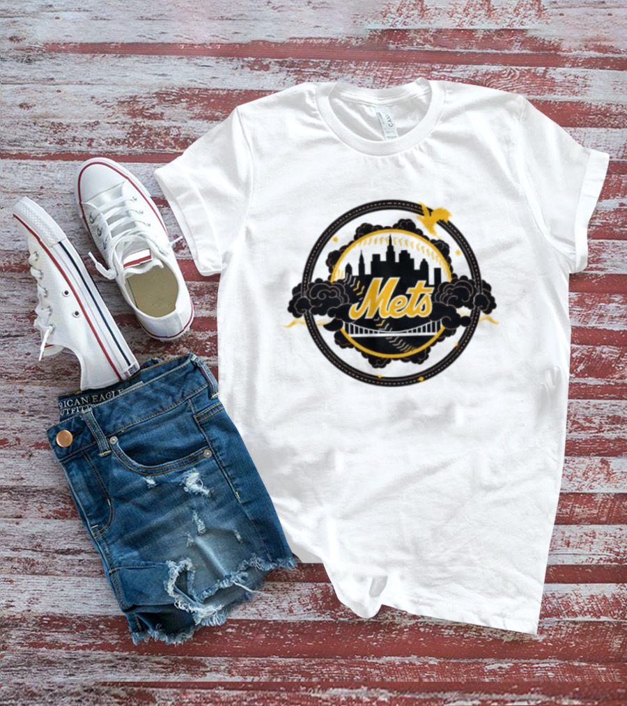 New York Mets MLB Skyline Baseball Bridge T-Shirt