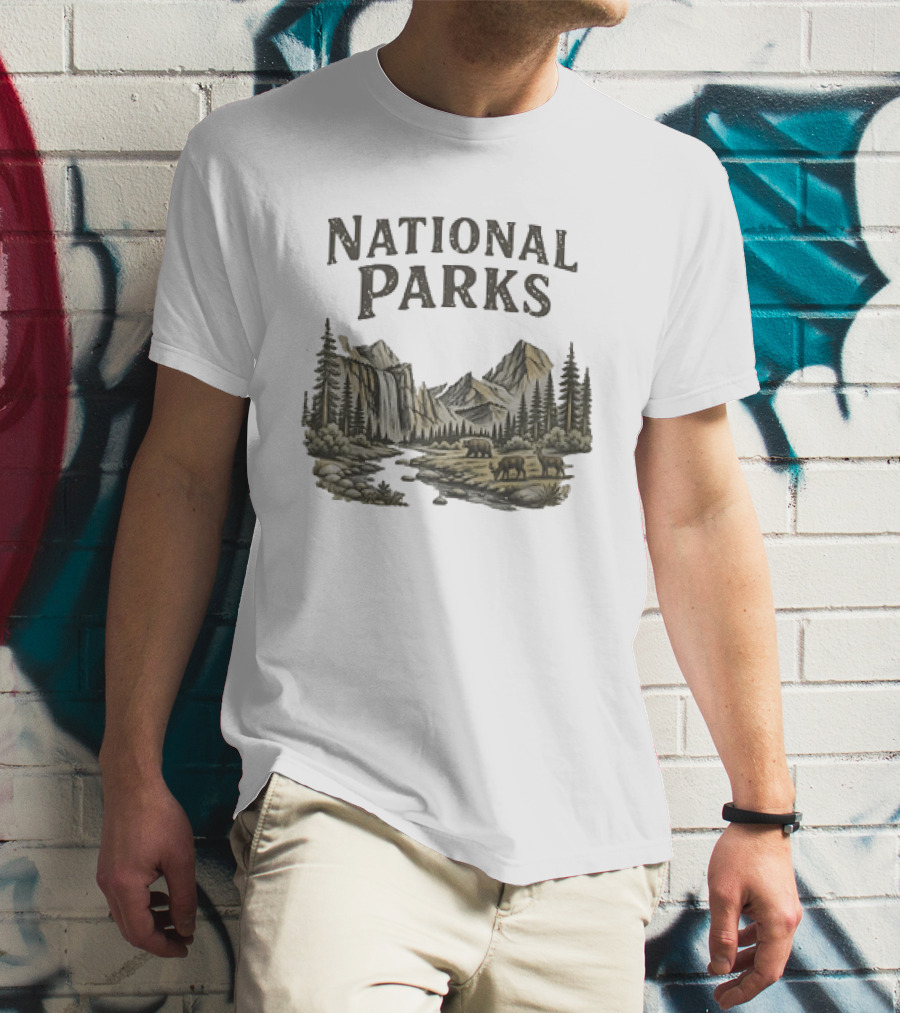 Protect Our National Parks Leave No Trace Nature Yosemite Bears Deer Mountains Forest T-Shirt