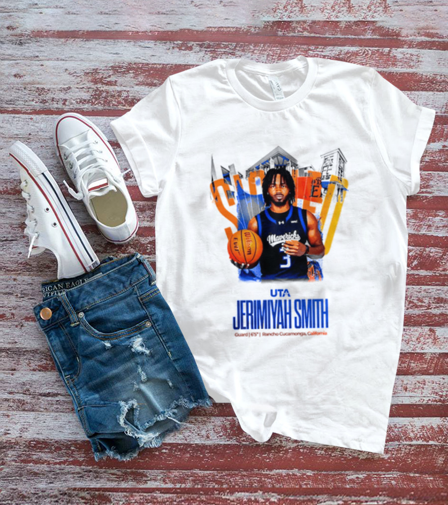 UTA Mavericks Jerimiyah Smith No 3 Basketball Player T-Shirt