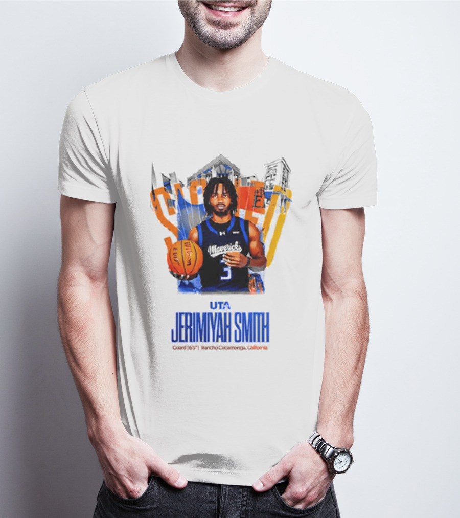 UTA Mavericks Jerimiyah Smith No 3 Basketball Player T-Shirt