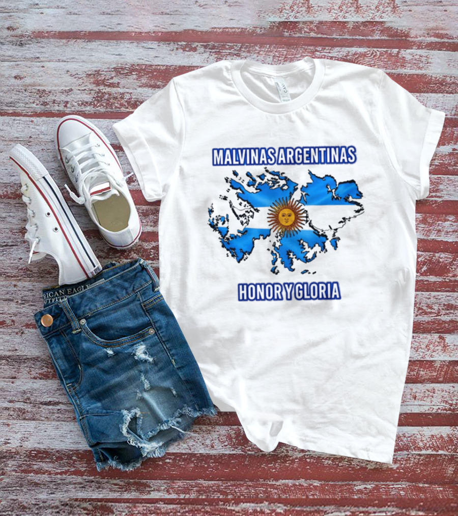 Malvinas Argentinas Honor Y Gloria Sun Symbol Map T-Shirt