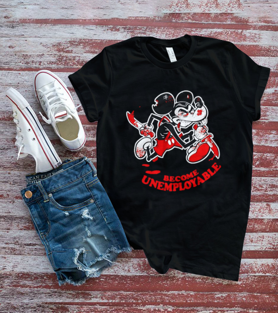 Horror Micket Become Unemployable Vintage Cartoon T-Shirt
