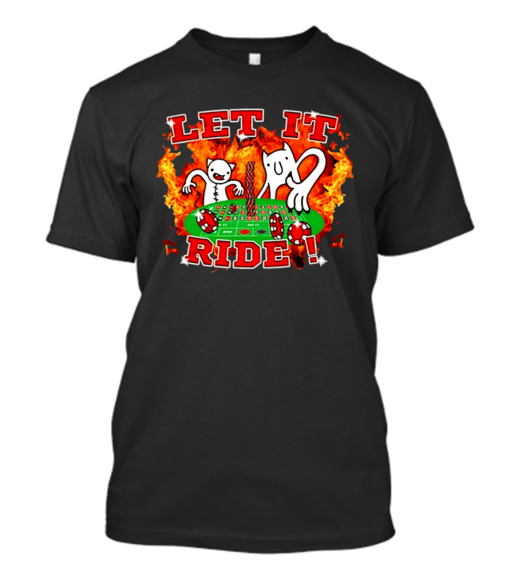 Let It Ride Casino Gambling Devils Poker Table Fire T-Shirt