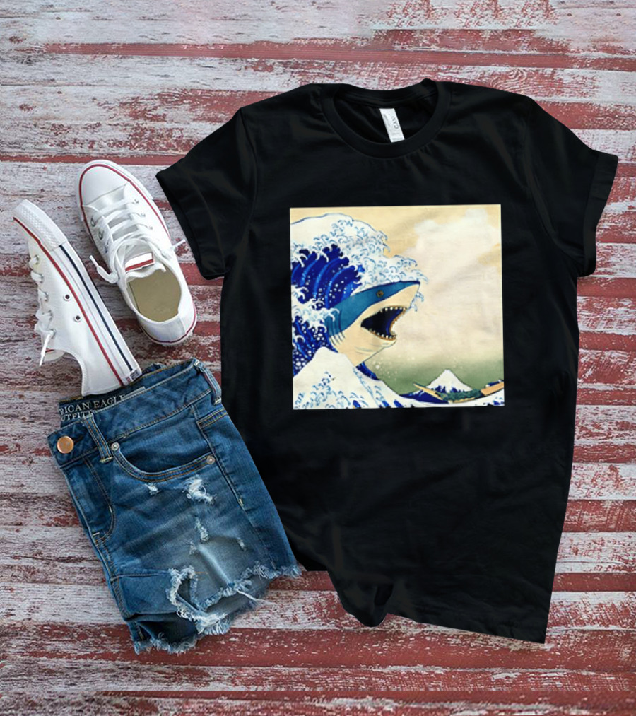 The Great Wave Off Kanagawa Sharks Fusion Art Japan Ukiyo E T-Shirt