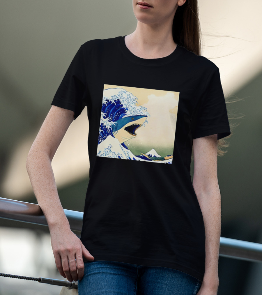 The Great Wave Off Kanagawa Sharks Fusion Art Japan Ukiyo E T-Shirt