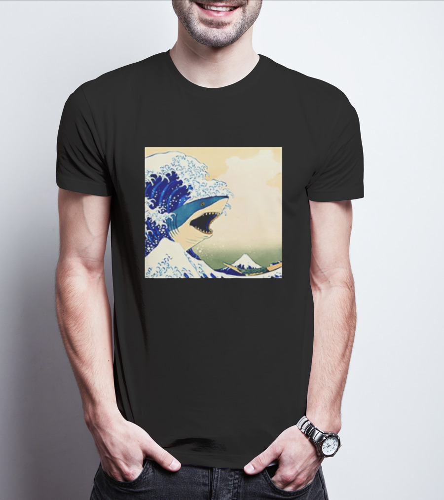 The Great Wave Off Kanagawa Sharks Fusion Art Japan Ukiyo E T-Shirt