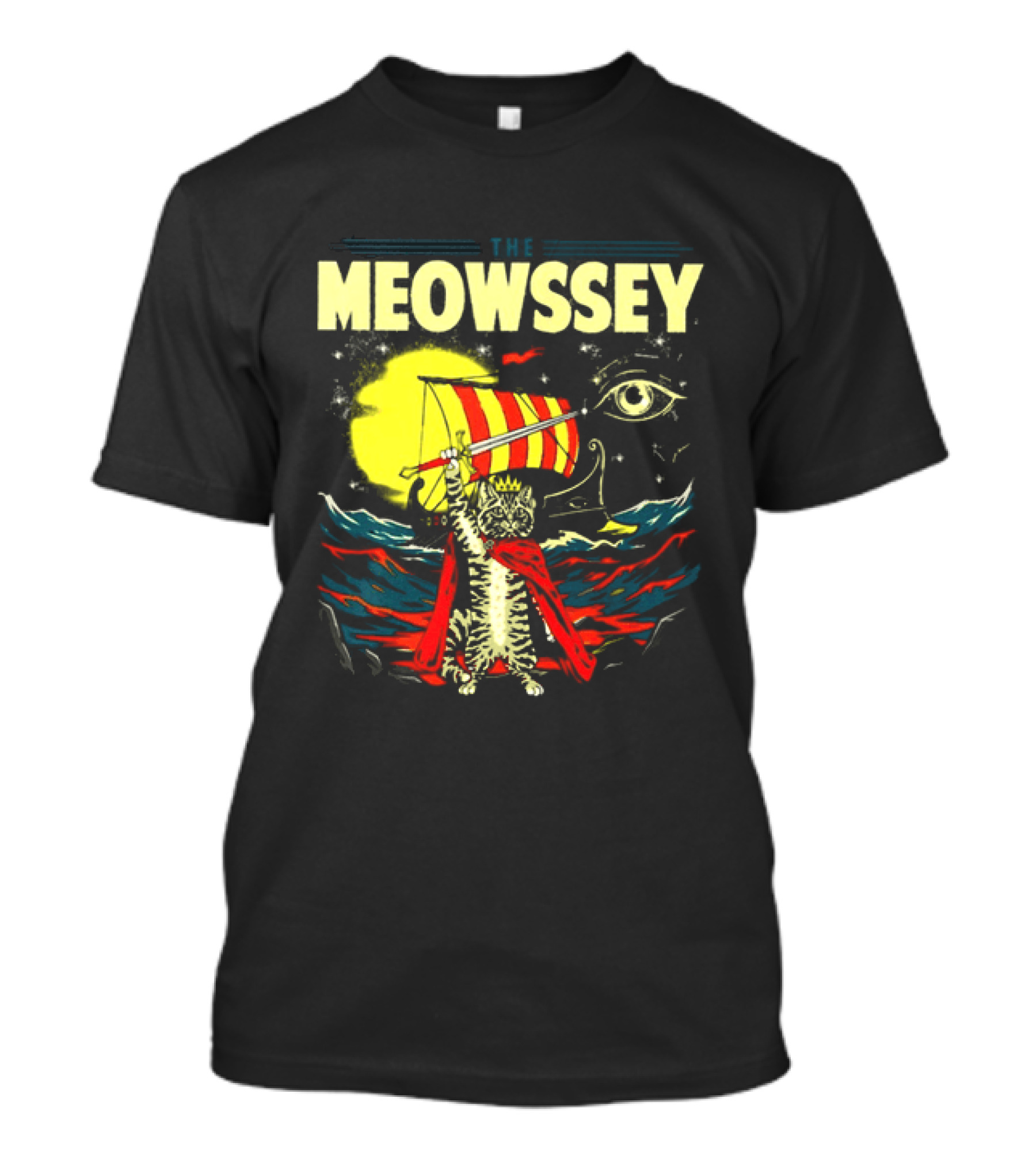 The Meowssey Vintage Odyssey Cat With Eye And Stripes T-Shirt