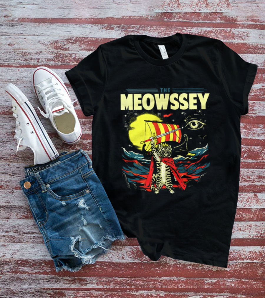 The Meowssey Vintage Odyssey Cat With Eye And Stripes T-Shirt