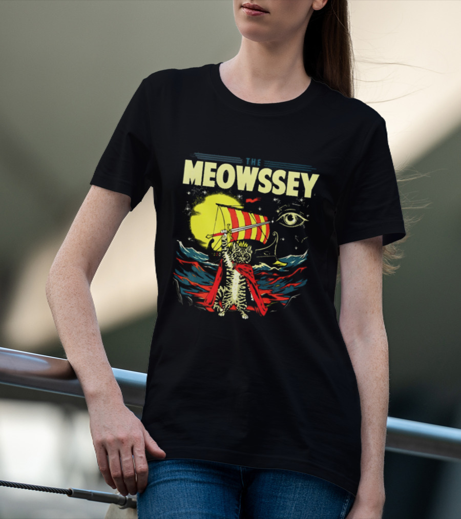 The Meowssey Vintage Odyssey Cat With Eye And Stripes T-Shirt
