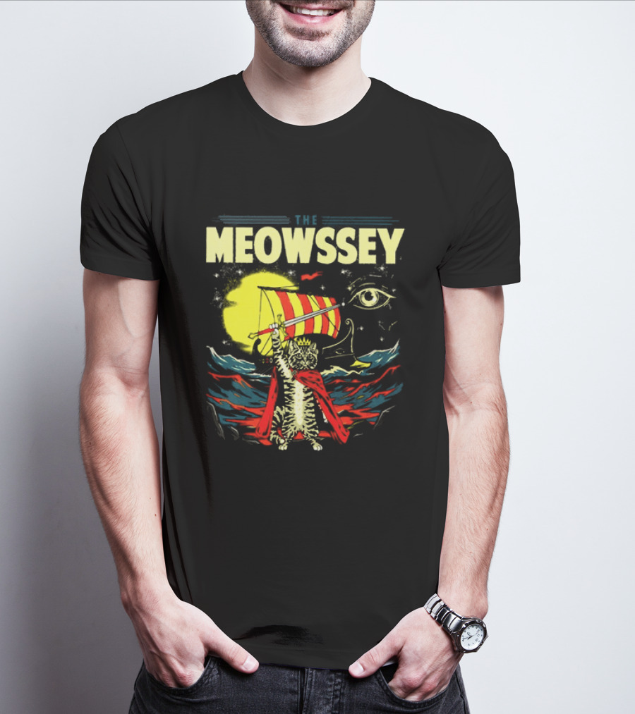 The Meowssey Vintage Odyssey Cat With Eye And Stripes T-Shirt