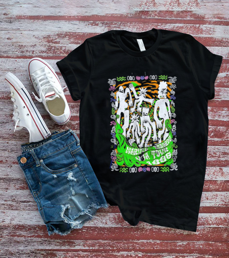 Marine Records 1996 USA Tour Alternative Rock Silhouette Art Psychedelic T-Shirt