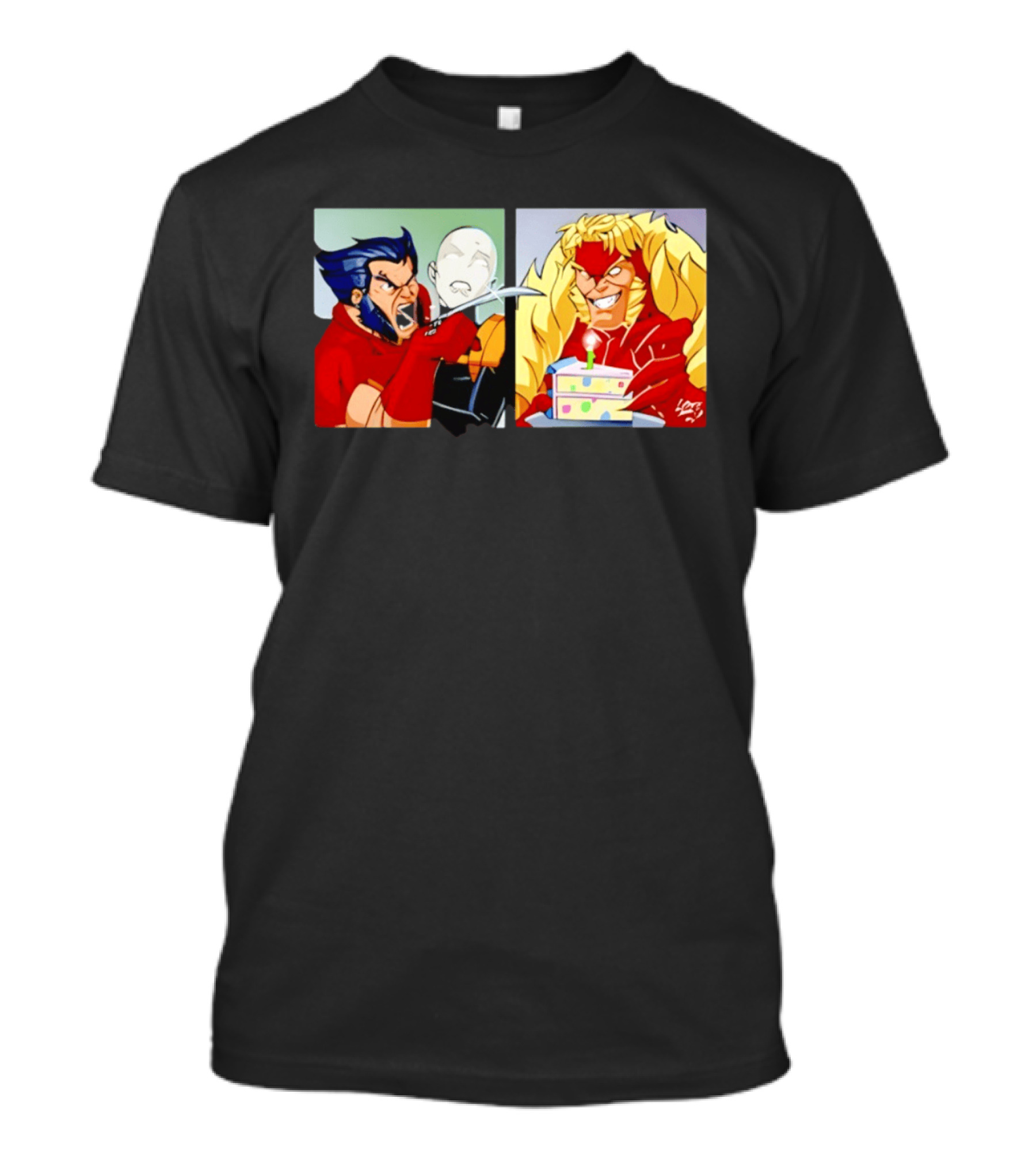 Wolverine And Morph Shouting At Sabretooth Birthday Cake Meme T-Shirt