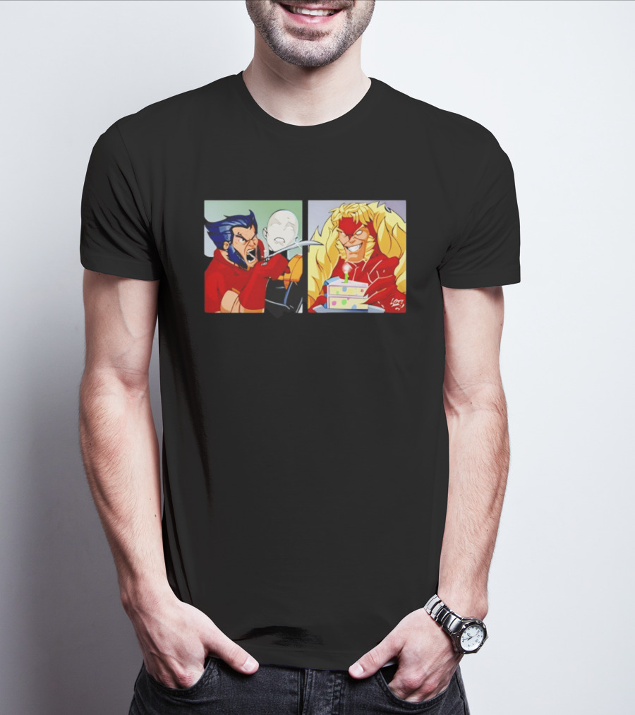 Wolverine And Morph Shouting At Sabretooth Birthday Cake Meme T-Shirt
