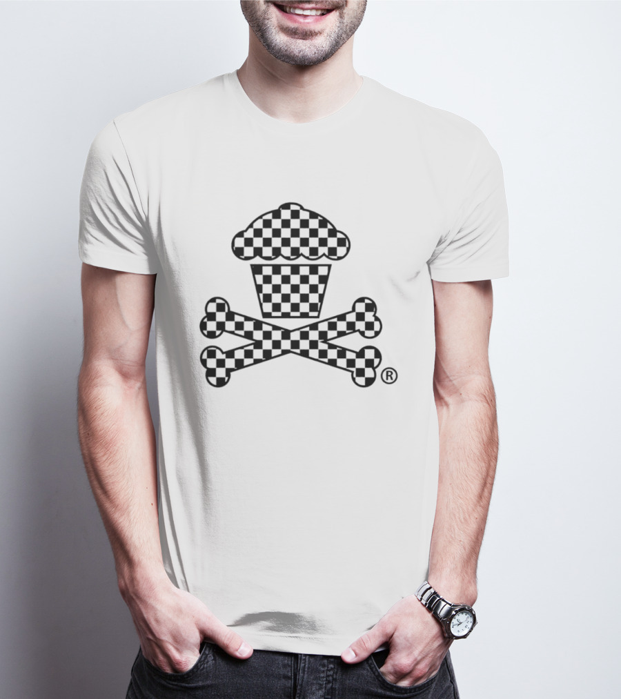 Checkered Cupcake Skull And Crossbones T-Shirt