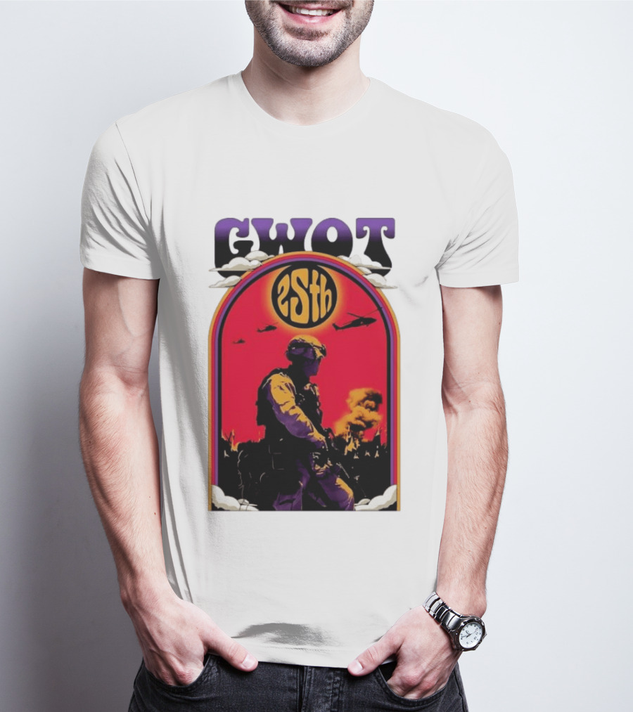 GWOT 25th Anniversary Soldier Helicopters Fire T-Shirt