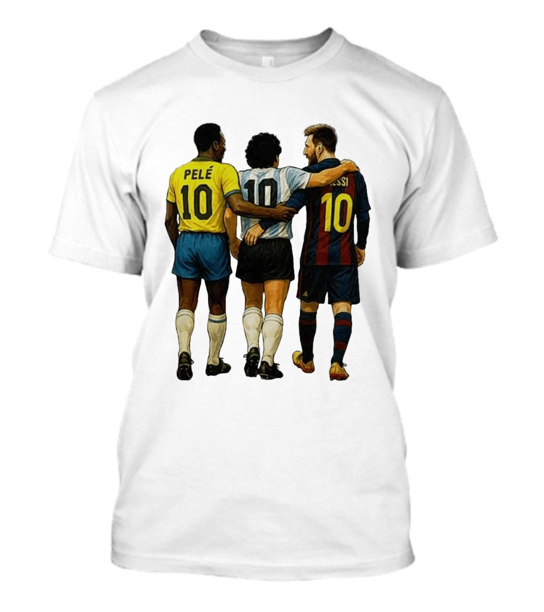Pele Maradona Messi Football Legends Iconic Trio 10 T-Shirt