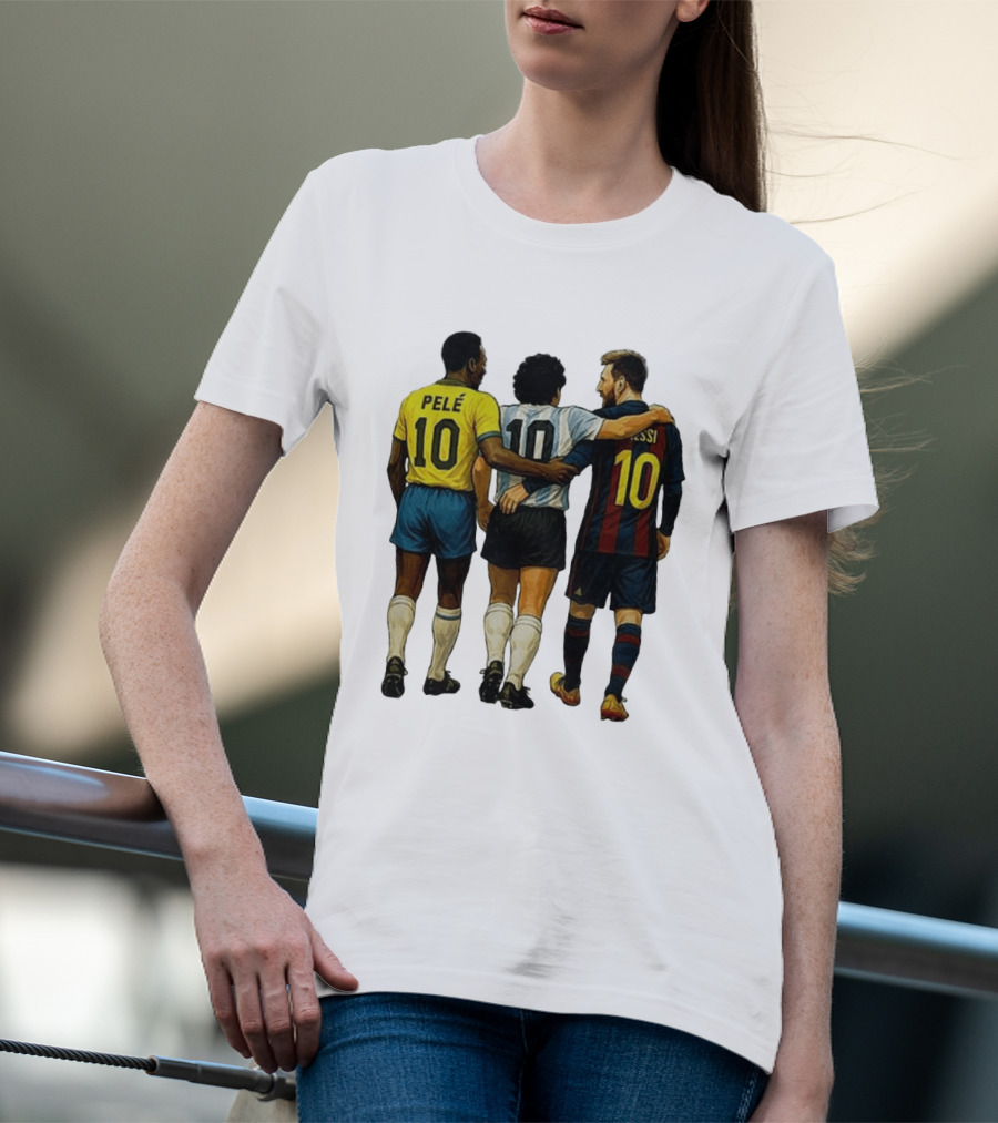 Pele Maradona Messi Football Legends Iconic Trio 10 T-Shirt