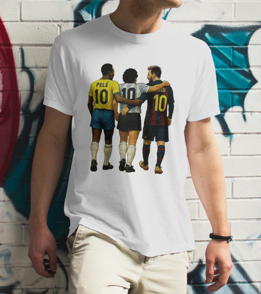 Pele Maradona Messi Football Legends Iconic Trio 10 T-Shirt