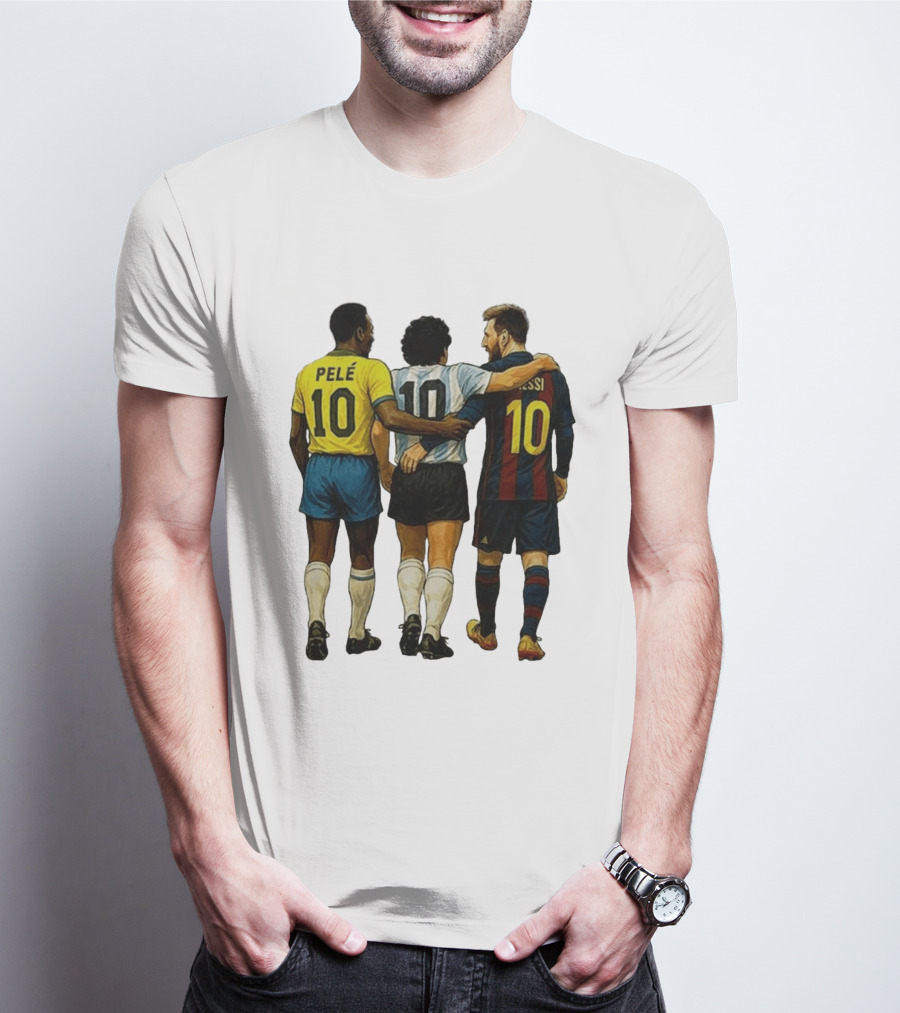 Pele Maradona Messi Football Legends Iconic Trio 10 T-Shirt