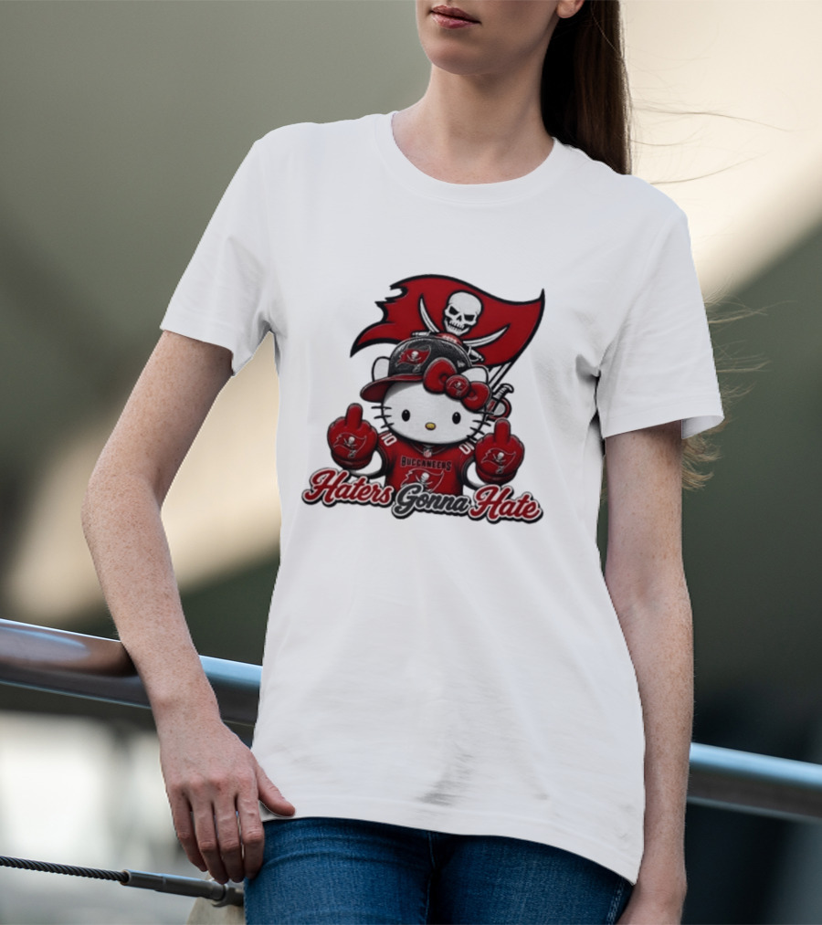 Hello Kitty Buccaneers Football Haters Gonna Hate Middle Finger T-Shirt