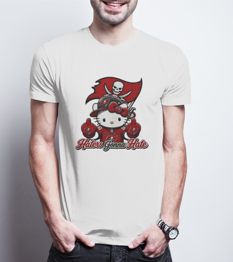 Hello Kitty Buccaneers Football Haters Gonna Hate Middle Finger T-Shirt