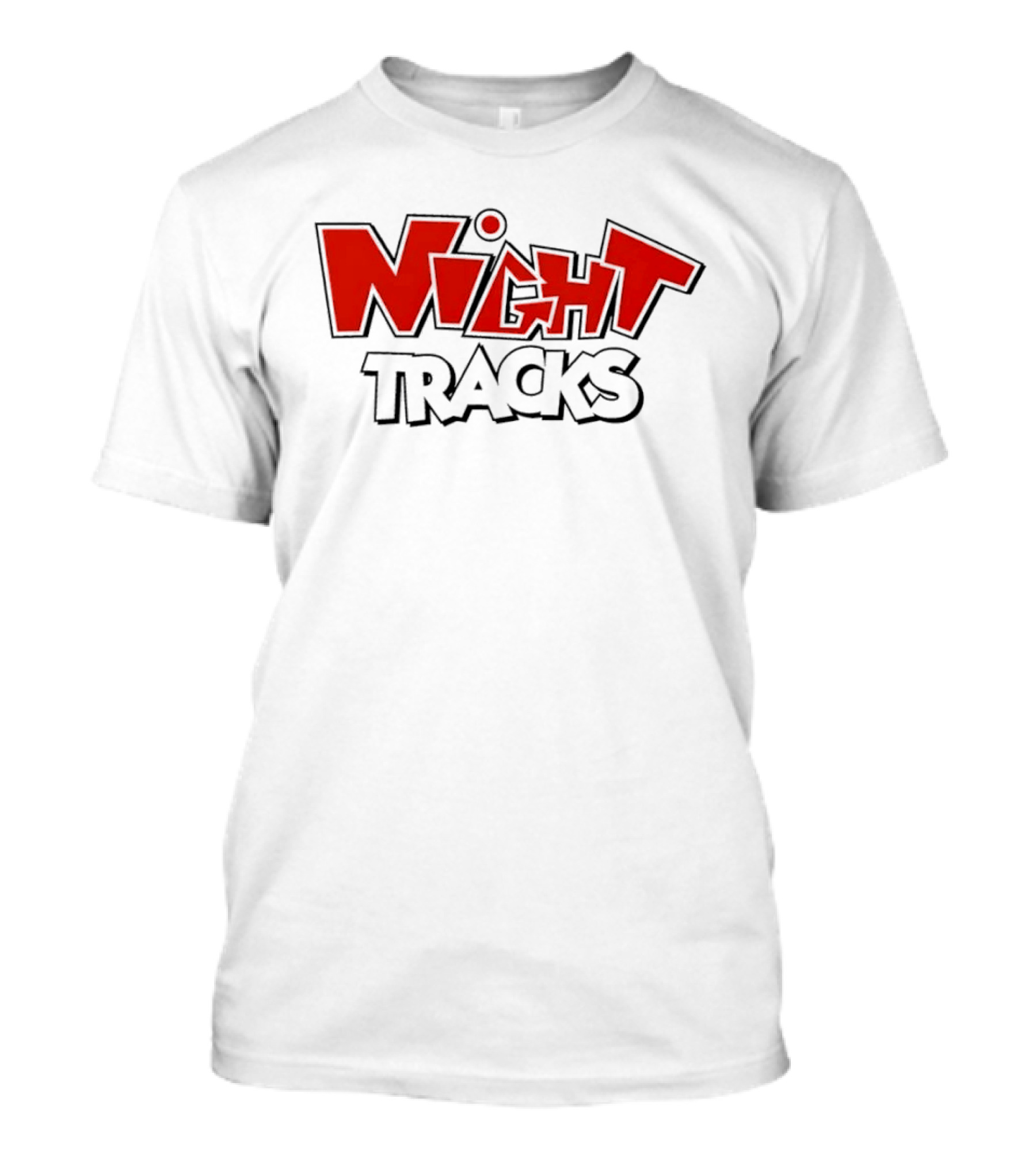 Night Tracks Retro Cartoon Style Bold Red And Black T-Shirt
