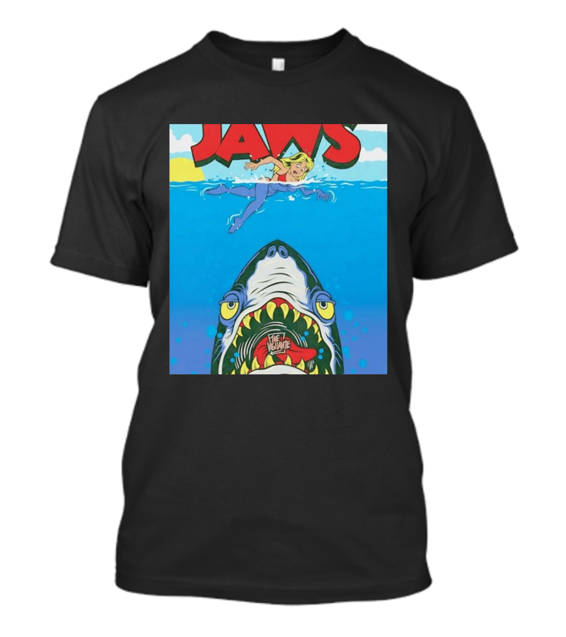 The Vigilante Jaws Shark Attack Comic Cartoon T-Shirt