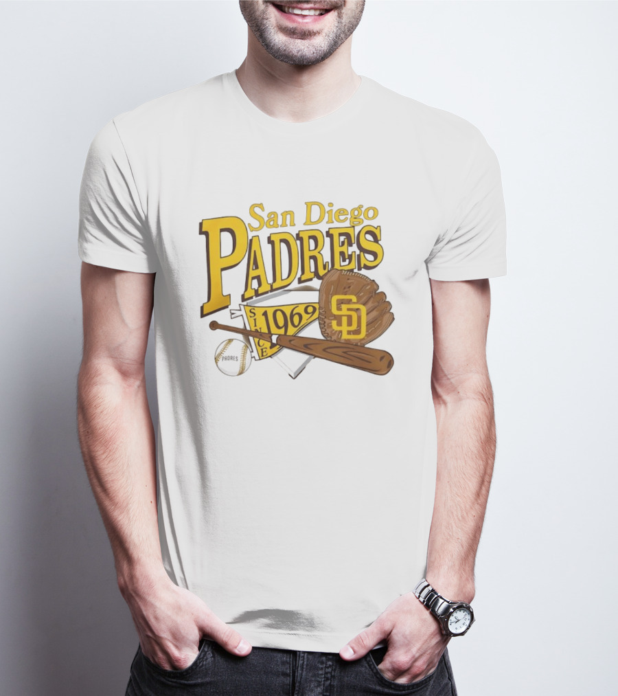 San Diego Padres Baseball Glove Bat Ball Since 1969 T-Shirt