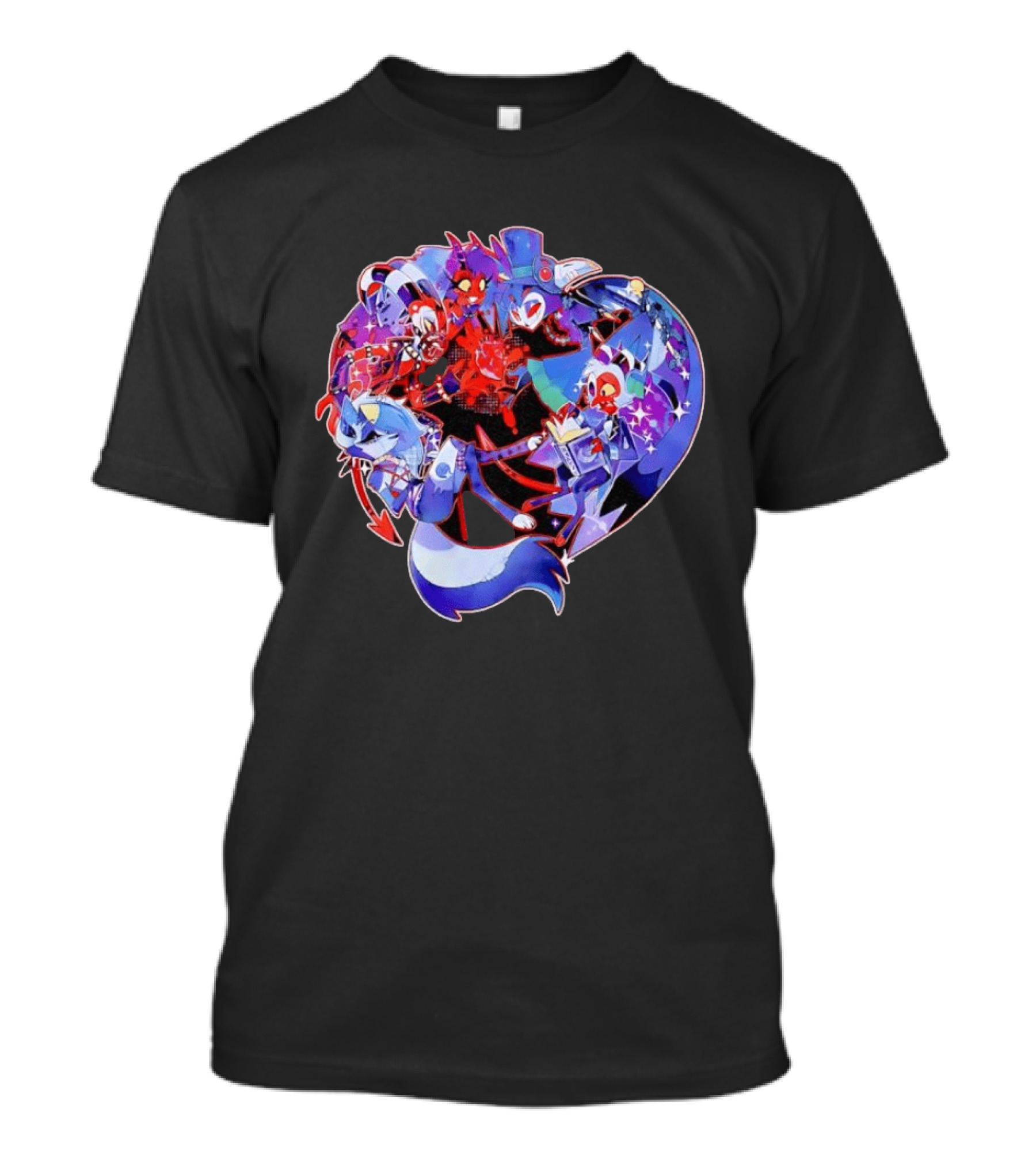 Blitzo Moxxie Millie Loona Stolas Helluva Boss Cast Crew Ensemble Vibrant Character Collage T-Shirt