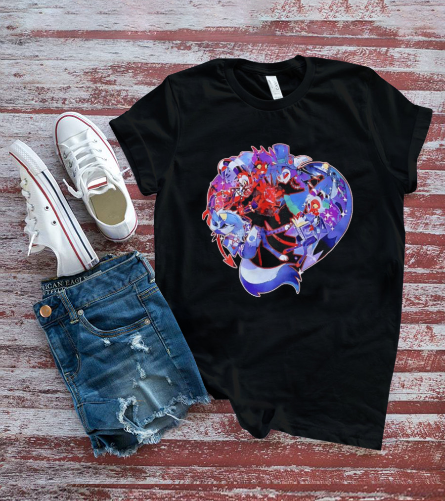 Blitzo Moxxie Millie Loona Stolas Helluva Boss Cast Crew Ensemble Vibrant Character Collage T-Shirt