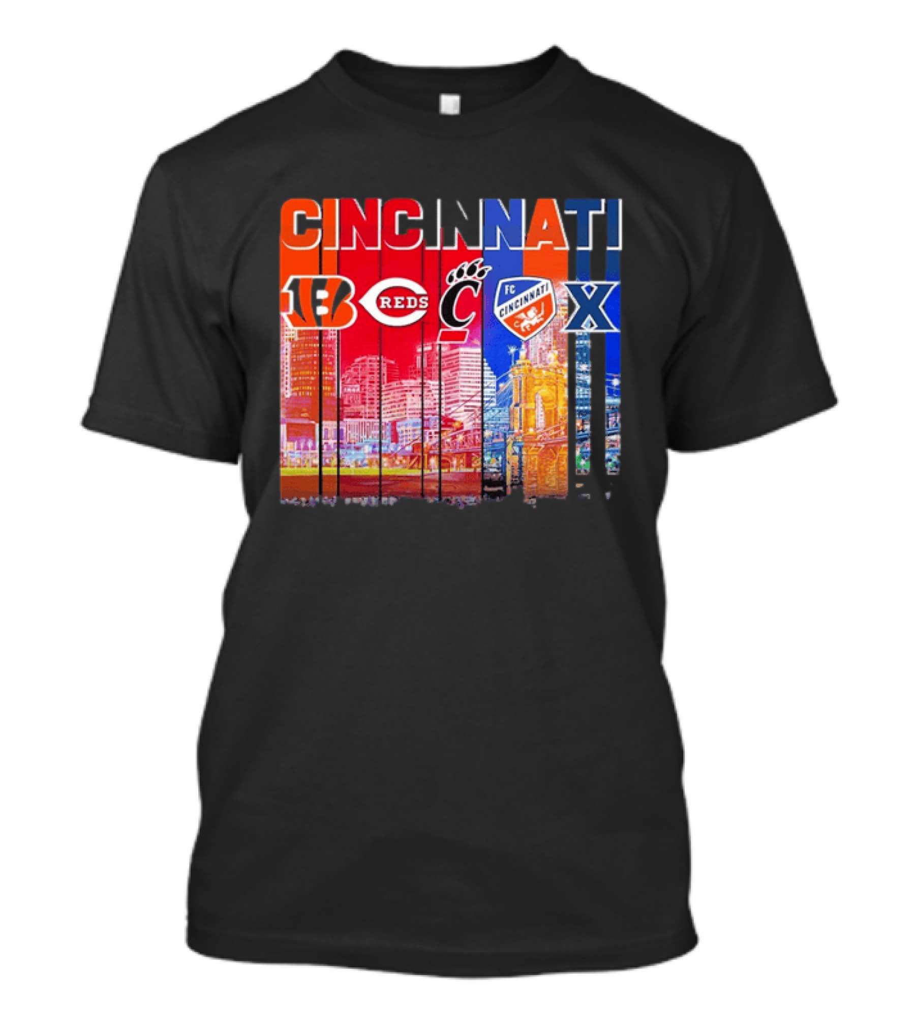 Cincinnati Bengals Reds Bearcats FC Xavier Skyline T-Shirt