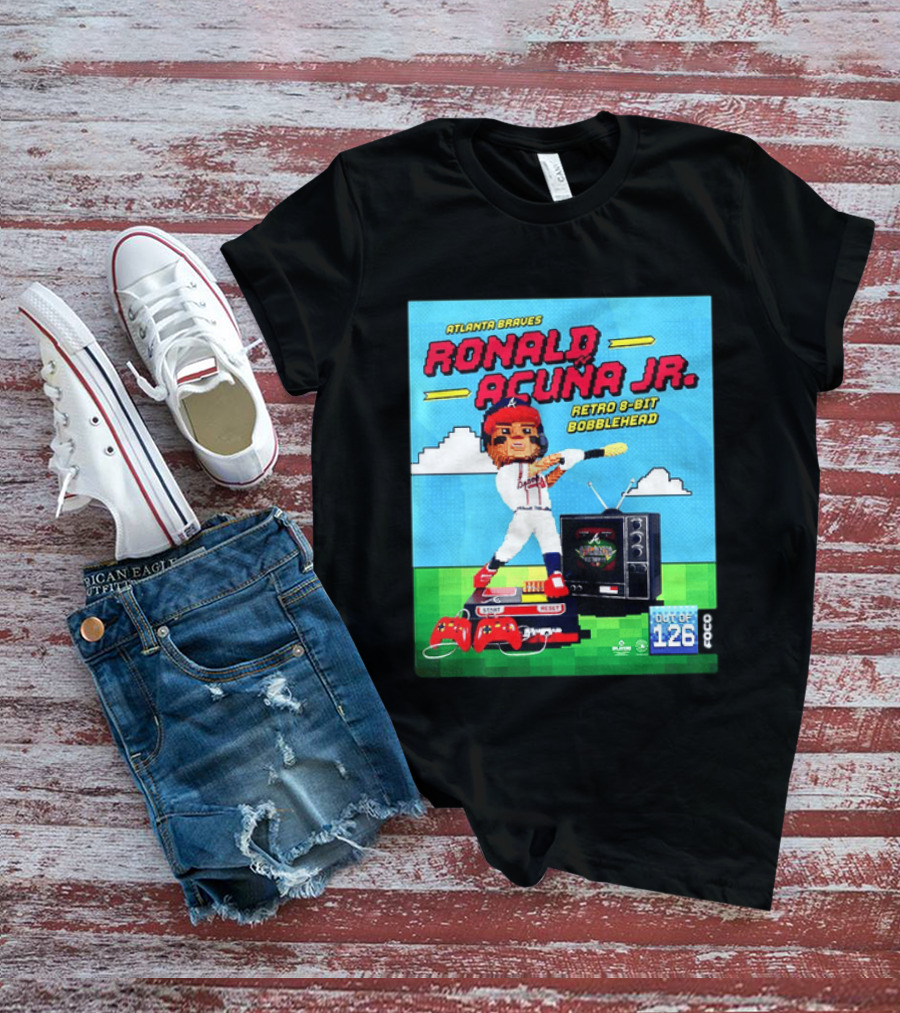 Atlanta Braves Ronald Acuna Jr. Retro 8 Bit Bobblehead Game Controller TV T-Shirt