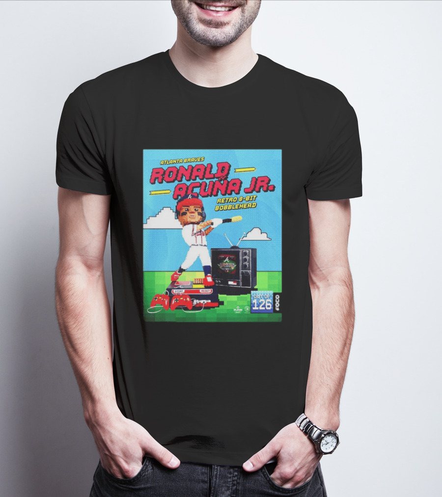 Atlanta Braves Ronald Acuna Jr. Retro 8 Bit Bobblehead Game Controller TV T-Shirt