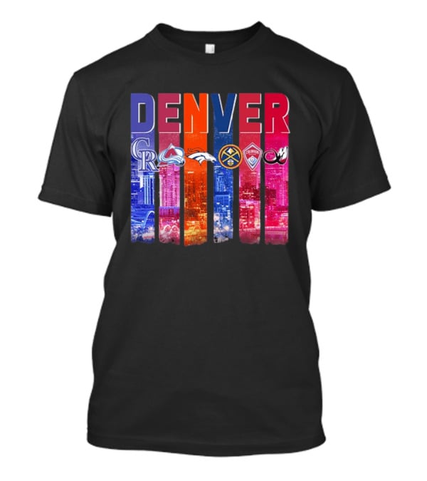 Denver Broncos Nuggets Rockies Avalanche Rapids Pioneers Skyline T-Shirt