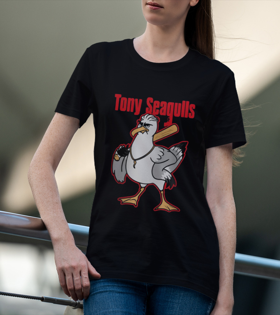 Tony Seagulls Section 10 Bird Character With Baseball Bat T-Shirt